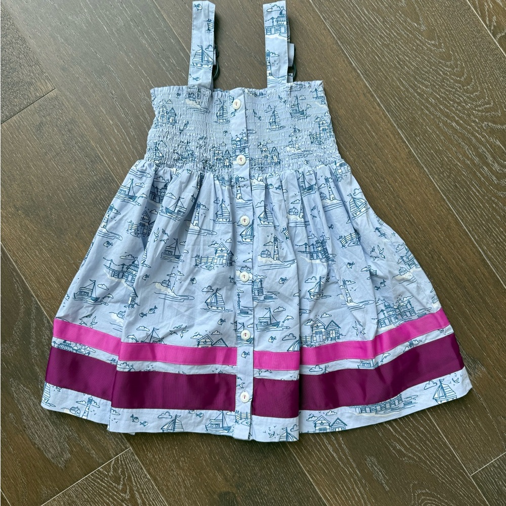 Matilda Jane Blue Sailboat Dress / Top Size 4 EUC